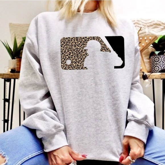 Whiskey Kiss Tops - LEOPARD BASEBALL Handmade Graphic Sweatshirt